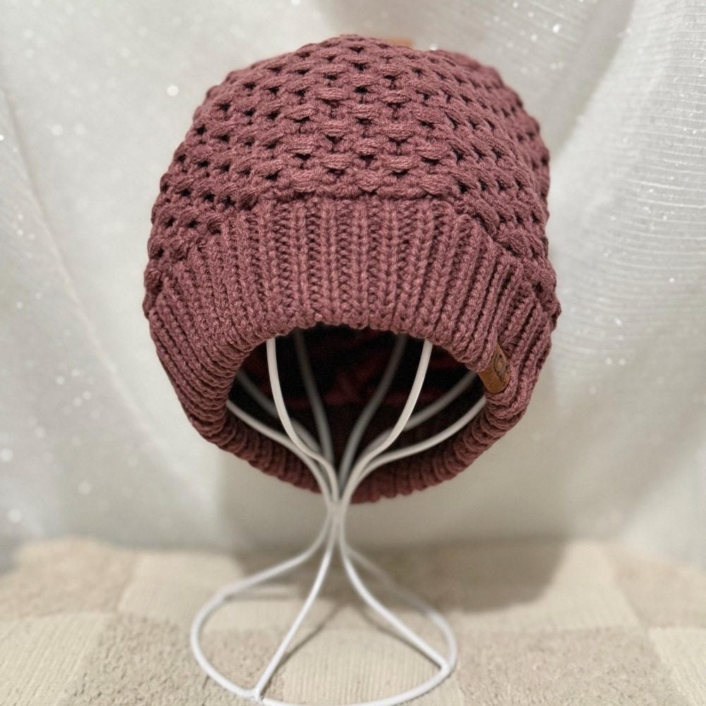 C.c Cozy Knit satin lining  Beanie - mauve
